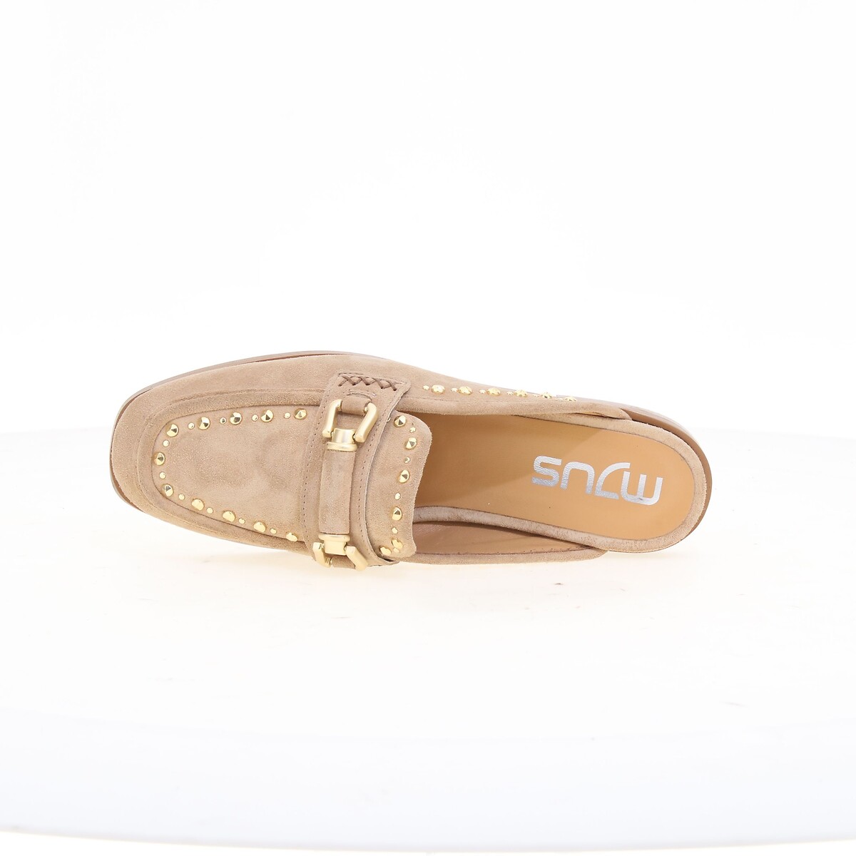 Mocassini sabot in pelle scamosciata beige, MJUS