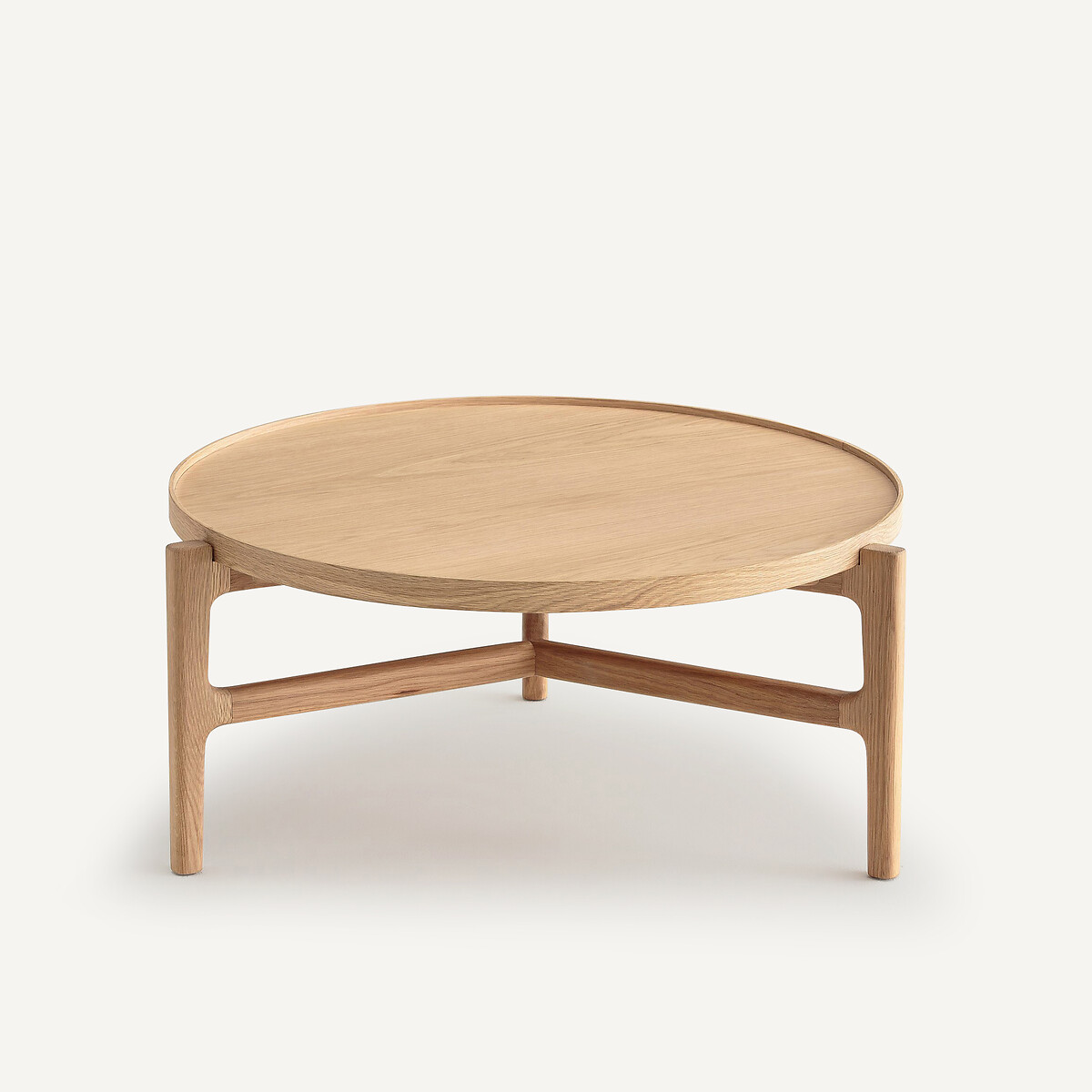 Mesa de centro, diâmetro 74 cm, em folheado de carvalho, ALYASA carvalho natural, AM.PM
