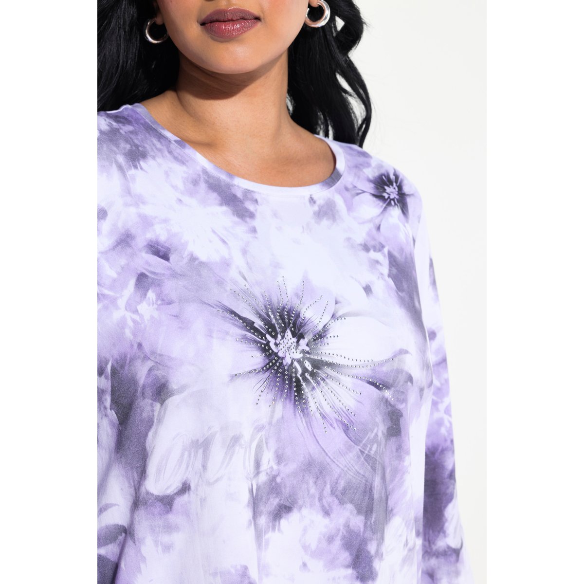 T-shirt en coton Pima, manches 3/4 et rond blanc neige, ULLA POPKEN