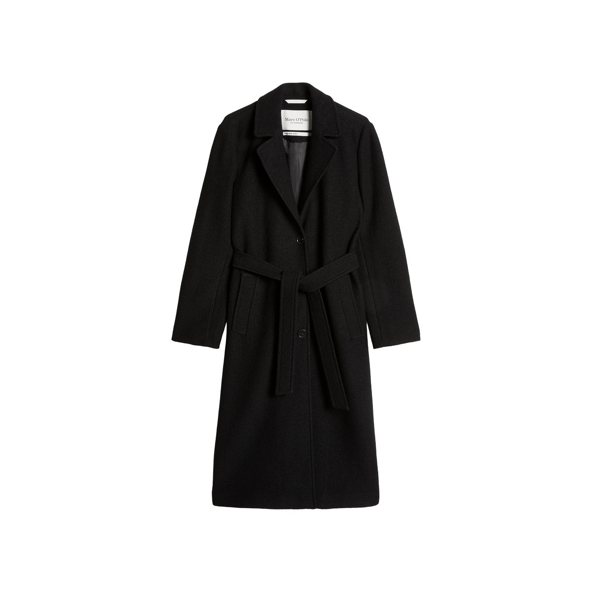 Manteau en laine coupe ajustée en laine bouillie noir, MARC O'POLO