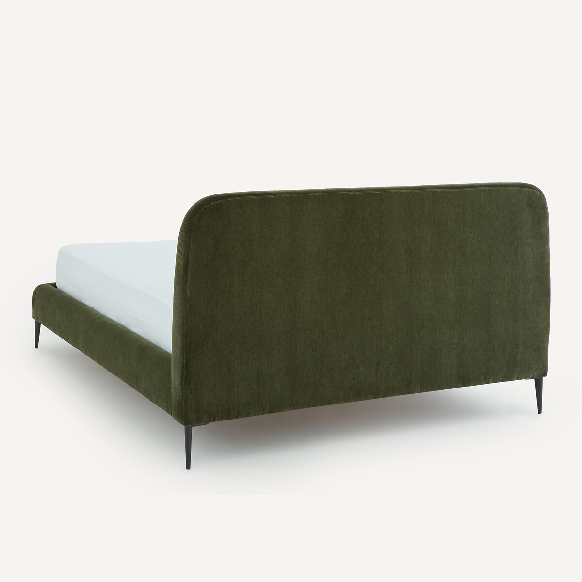 Bett OSCAR aus Velours, mit Lattenrost , Design Emmanuel Gallina olivgrün, EMMANUEL GALLINA X AM.PM