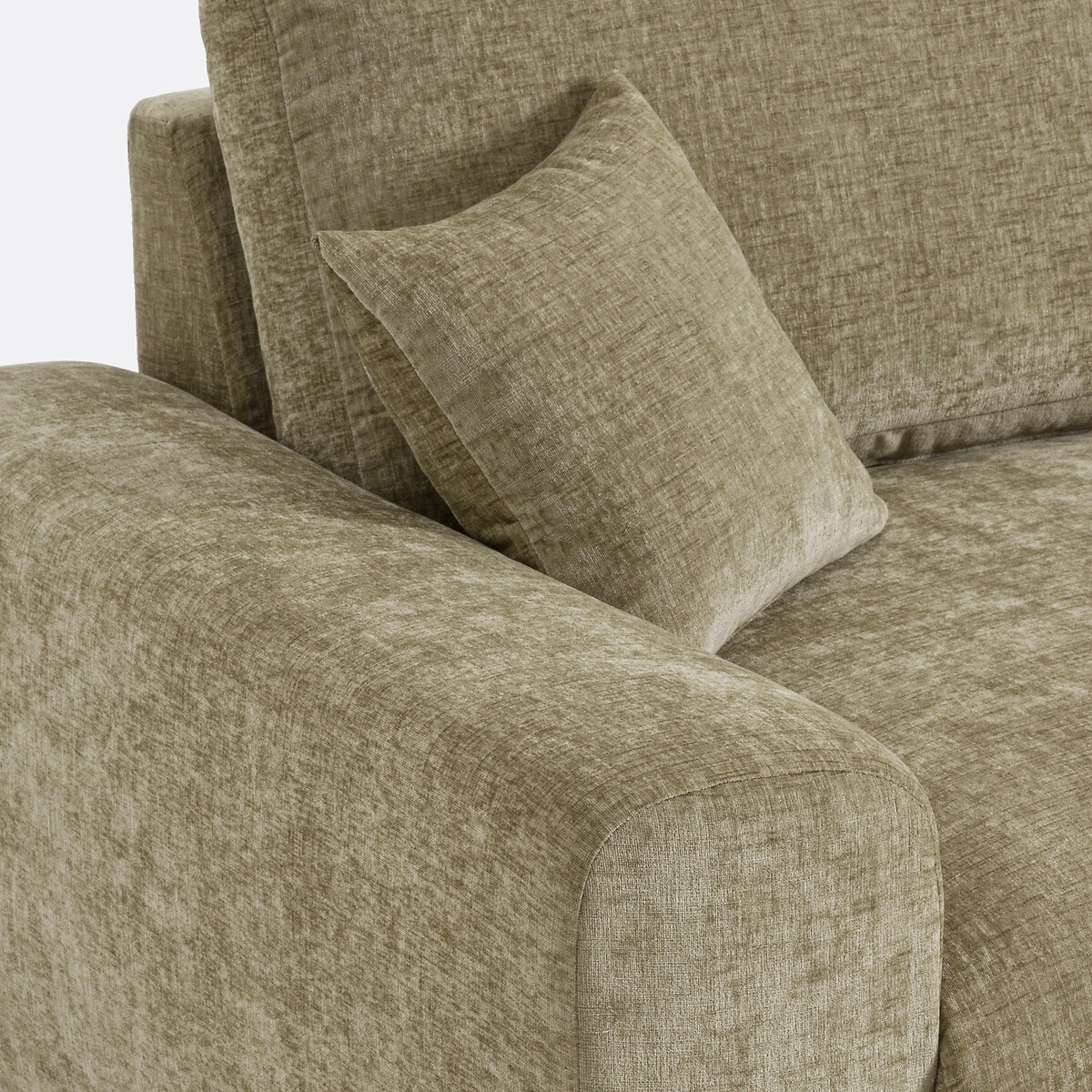 Canapé droit, 2 places, en chenille flammée, GALENE vert eucalyptus, LA REDOUTE INTERIEURS