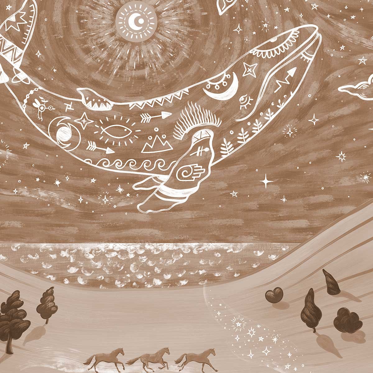 Papier peint animaux célestes chambre enfant autres, HEXOA