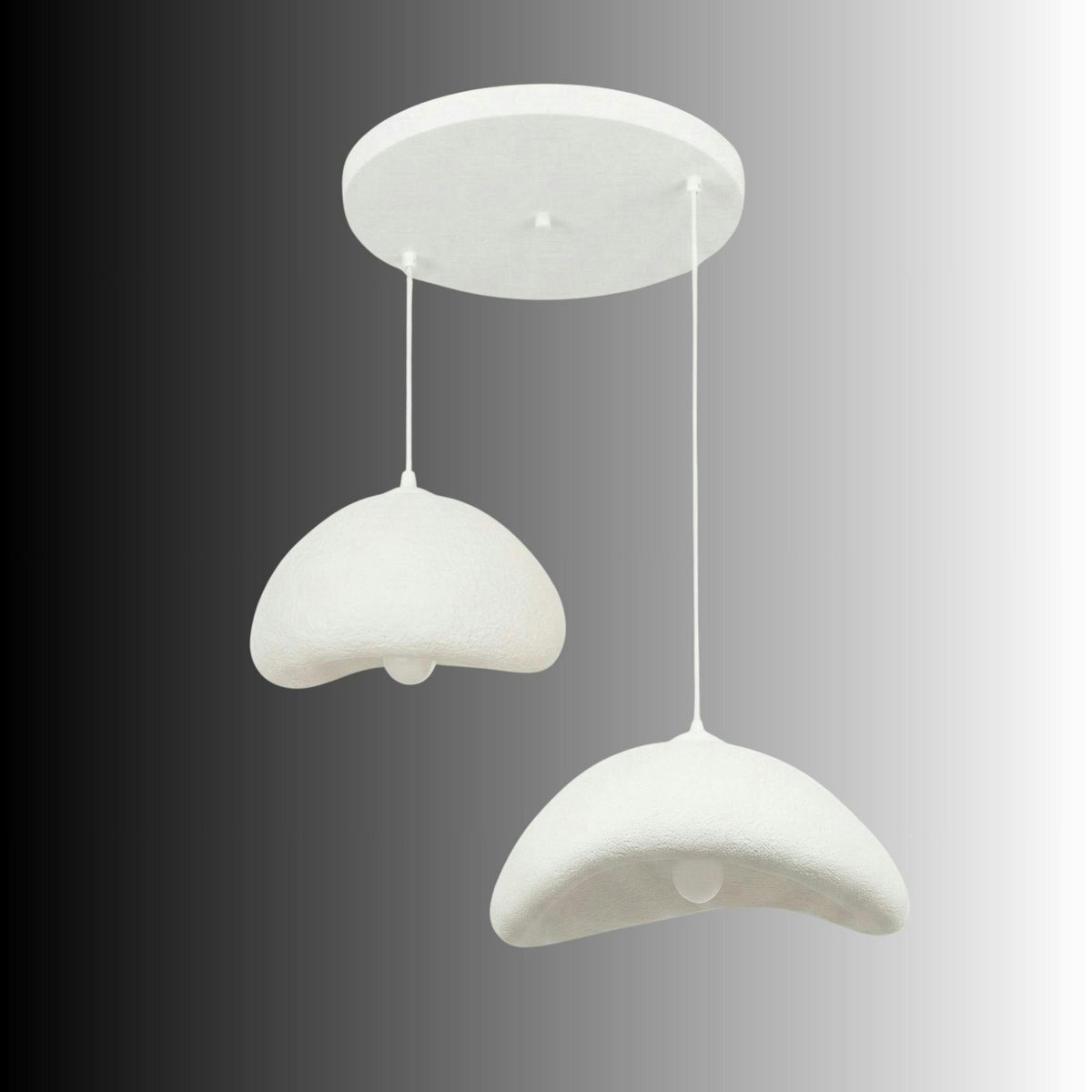 Suspension blanche wabi-sabi 2 abat-jour 70 cm NOXIS blanc, PIER IMPORT