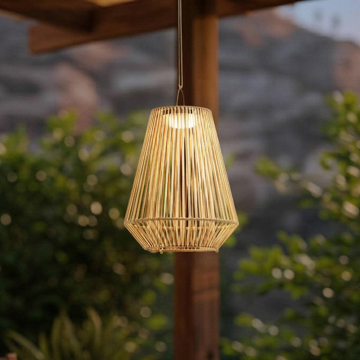 Lampe solaire  moderneLED, Austas beige, noir, LINDBY