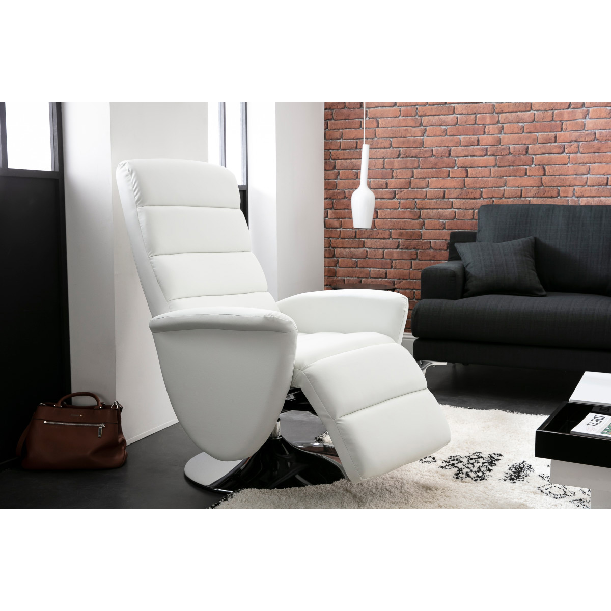 Fauteuil relax manuel NELSON blanc, MILIBOO