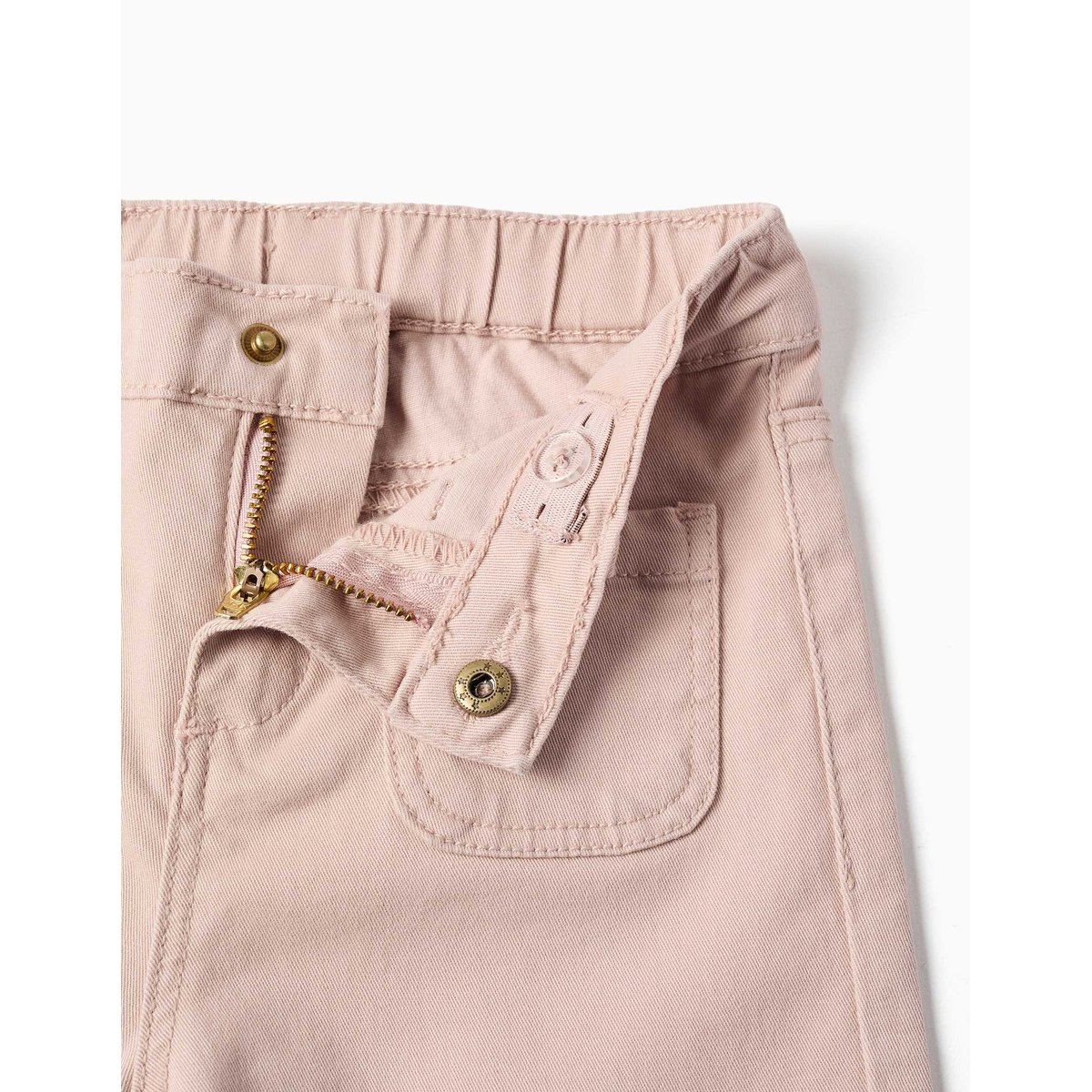 Pantalon en sergé à jambe large avec poches devant rose clair, ZIPPY