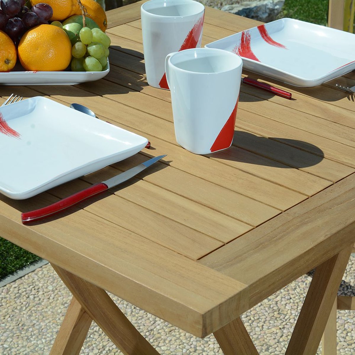 Salon de jardin teck massif Cesena, 2 places naturel, TECK ATTITUDE