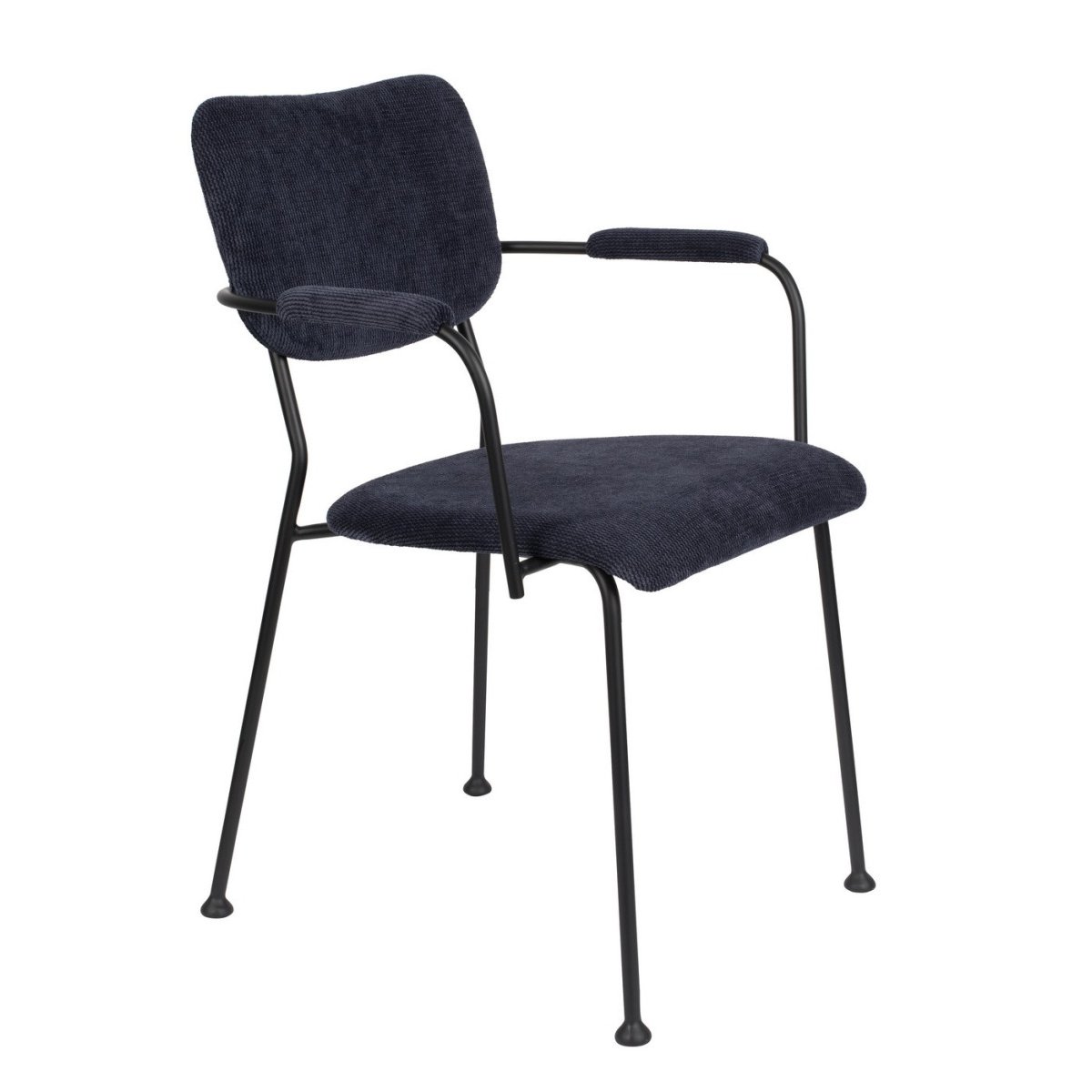 Chaise accoudoirs en velours - BENSON bleu, ZUIVER