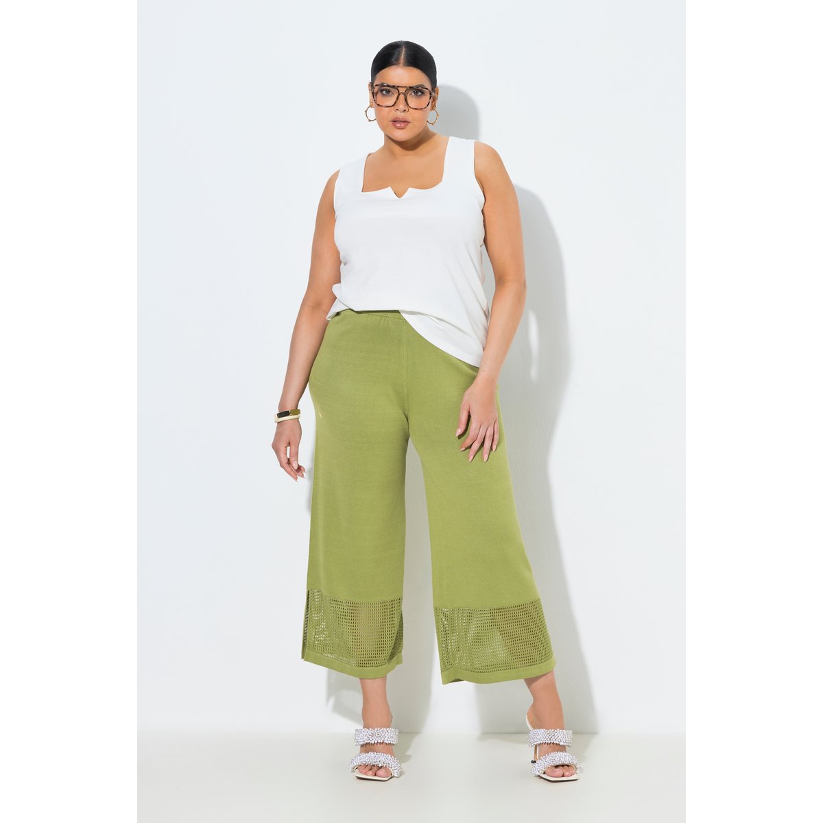 Pantalon en maille côtelée pistache, ULLA POPKEN