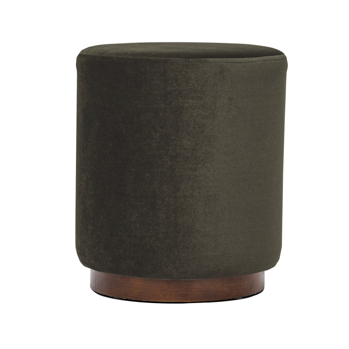 Pouf velours et bois, SOKA marron chocolat, NORDLYS
