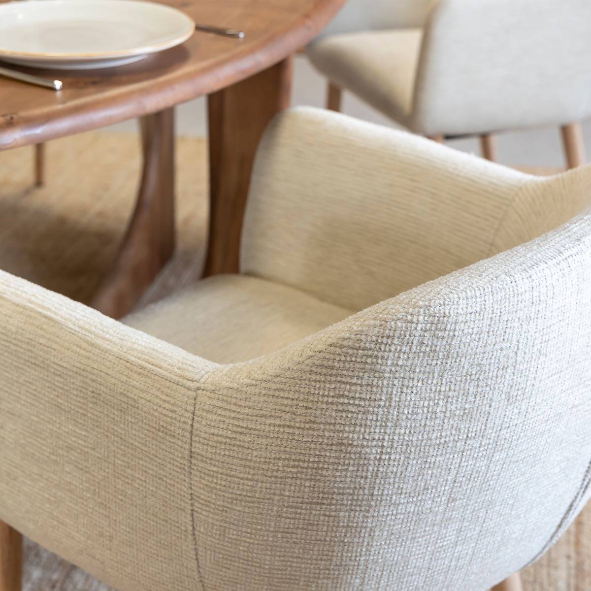 Lot de 2 chaises en tissu et bois SOLÈNE beige, MADE IN MEUBLES