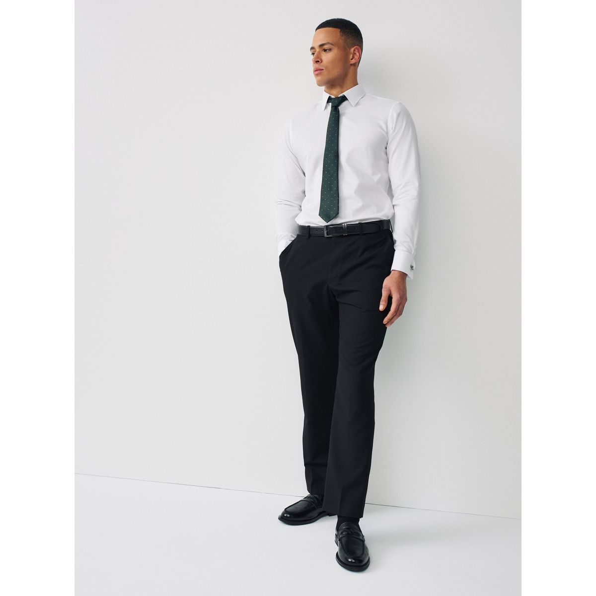 Chemise habillée texturée coton majoritaire blanc, NEXT