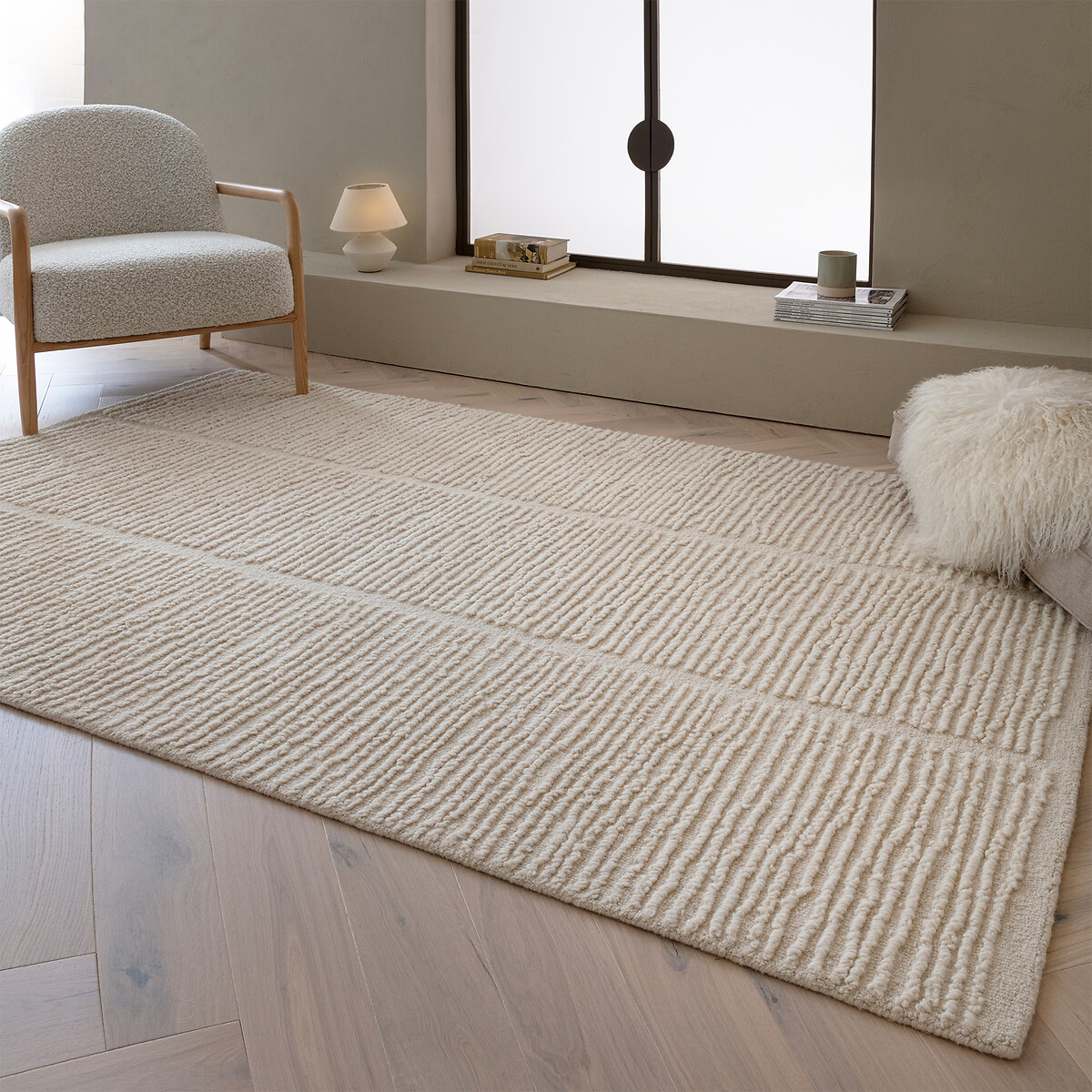 Zennith Textured Collumn Rug cream, SO'HOME