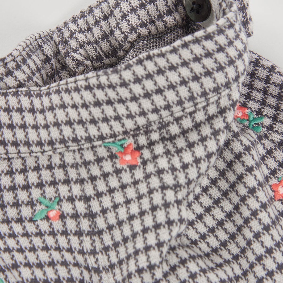 Jupe-culotte maille carreaux brodée fleurs fille multicolore, BOBOLI