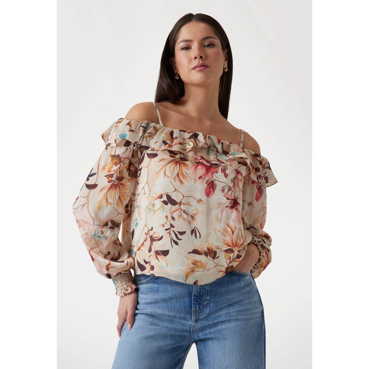 Blouse Mousseline Imprimée fantaisie florale, GUESS