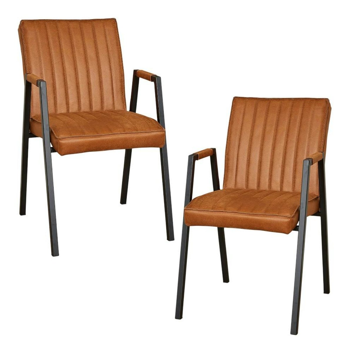 Fauteuil de table rembourré (lot de 2) CORTINA camel, PIER IMPORT