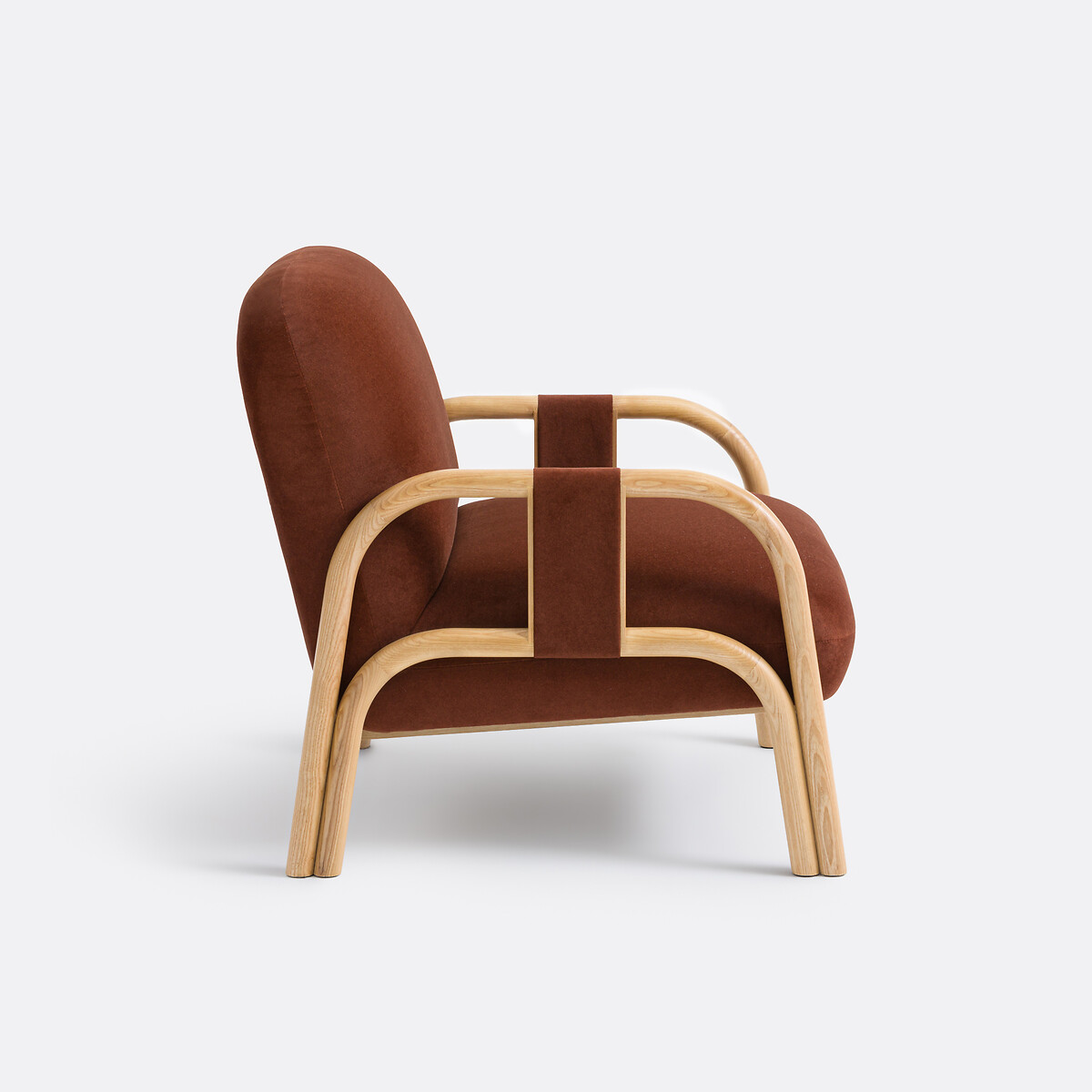Fauteuil lounge, en velours et frêne, VINDY rouge, LA REDOUTE INTERIEURS