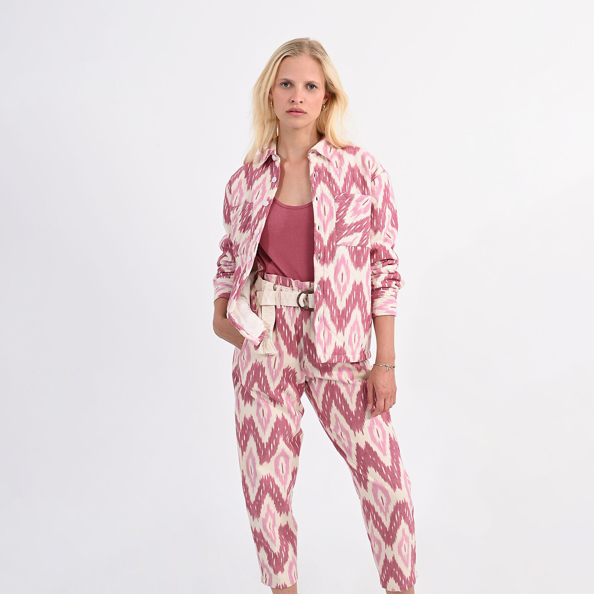 Pantalon cigarette imprimé rose, MOLLY BRACKEN