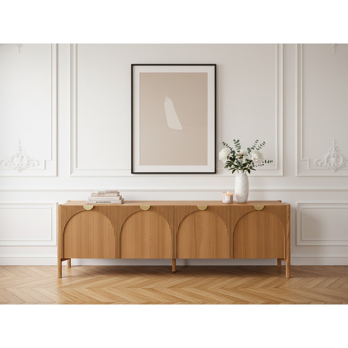 Meuble TV 178 cm placage, LOLA marron clair, BOBOCHIC