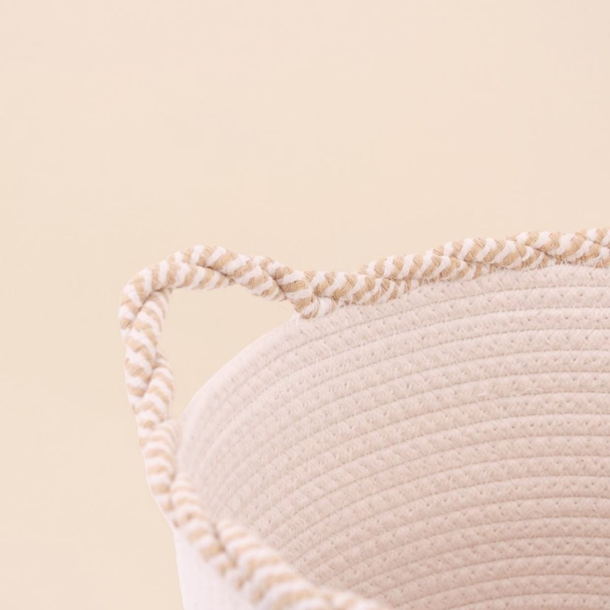 Set de 2 paniers ronds en corde de coton finition vague beige, ORNAMI