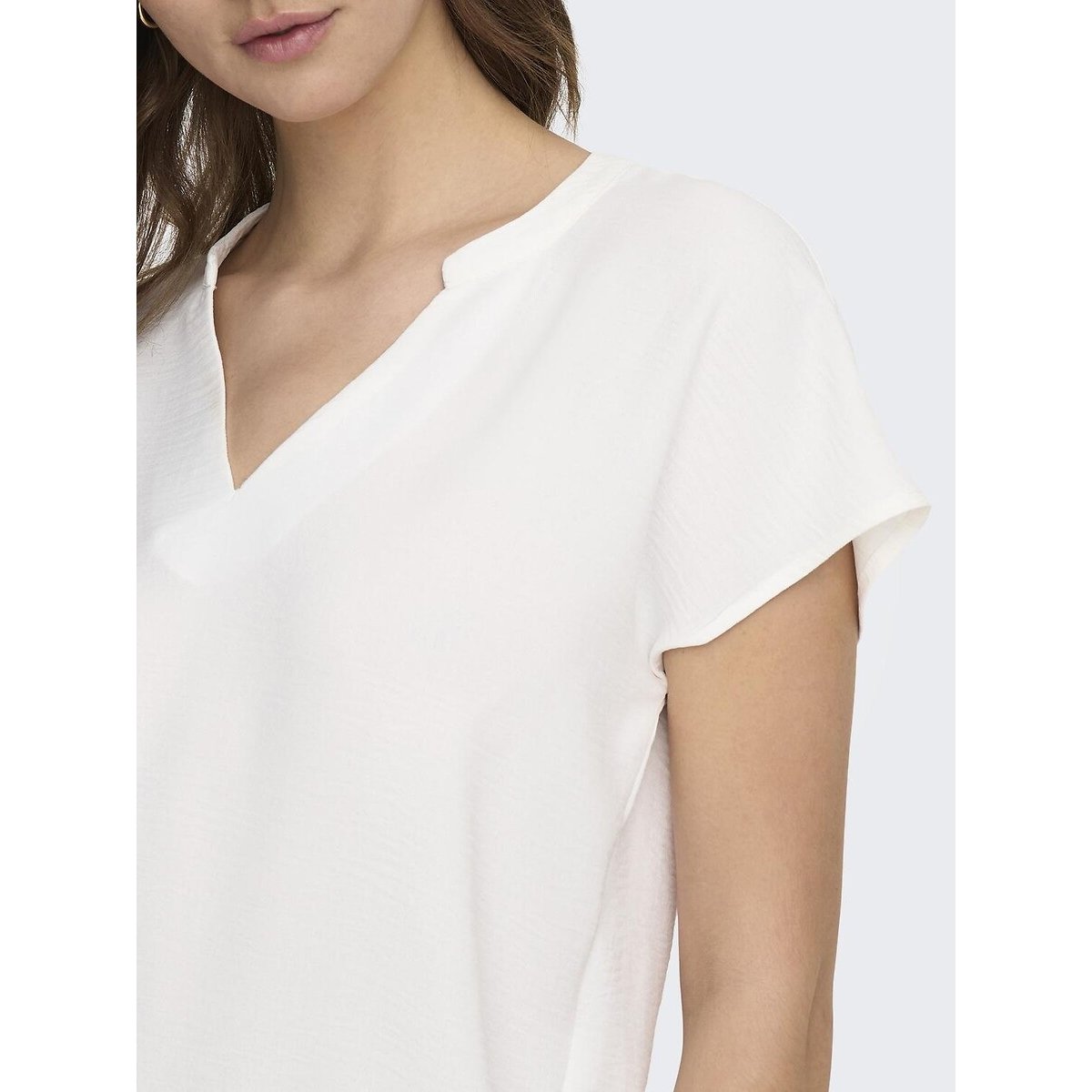 Kurzärmelige Bluse mit V-Ausschnitt weiss, JDY