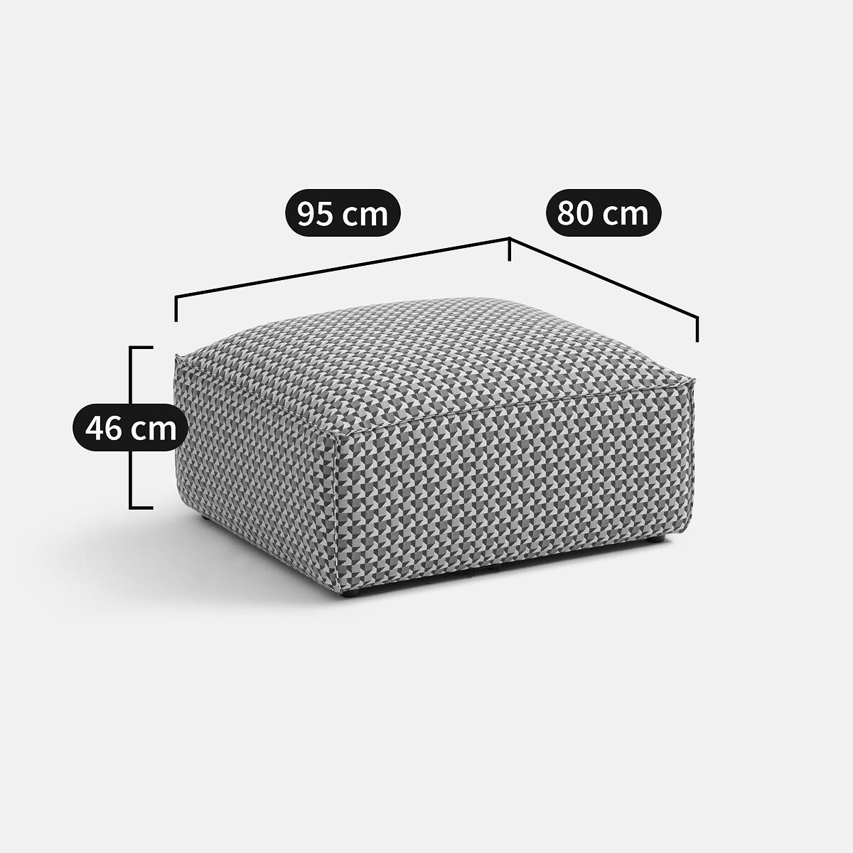 Pouf modulable, jacquard origami, Seven jacquard géométrique, LA REDOUTE INTERIEURS
