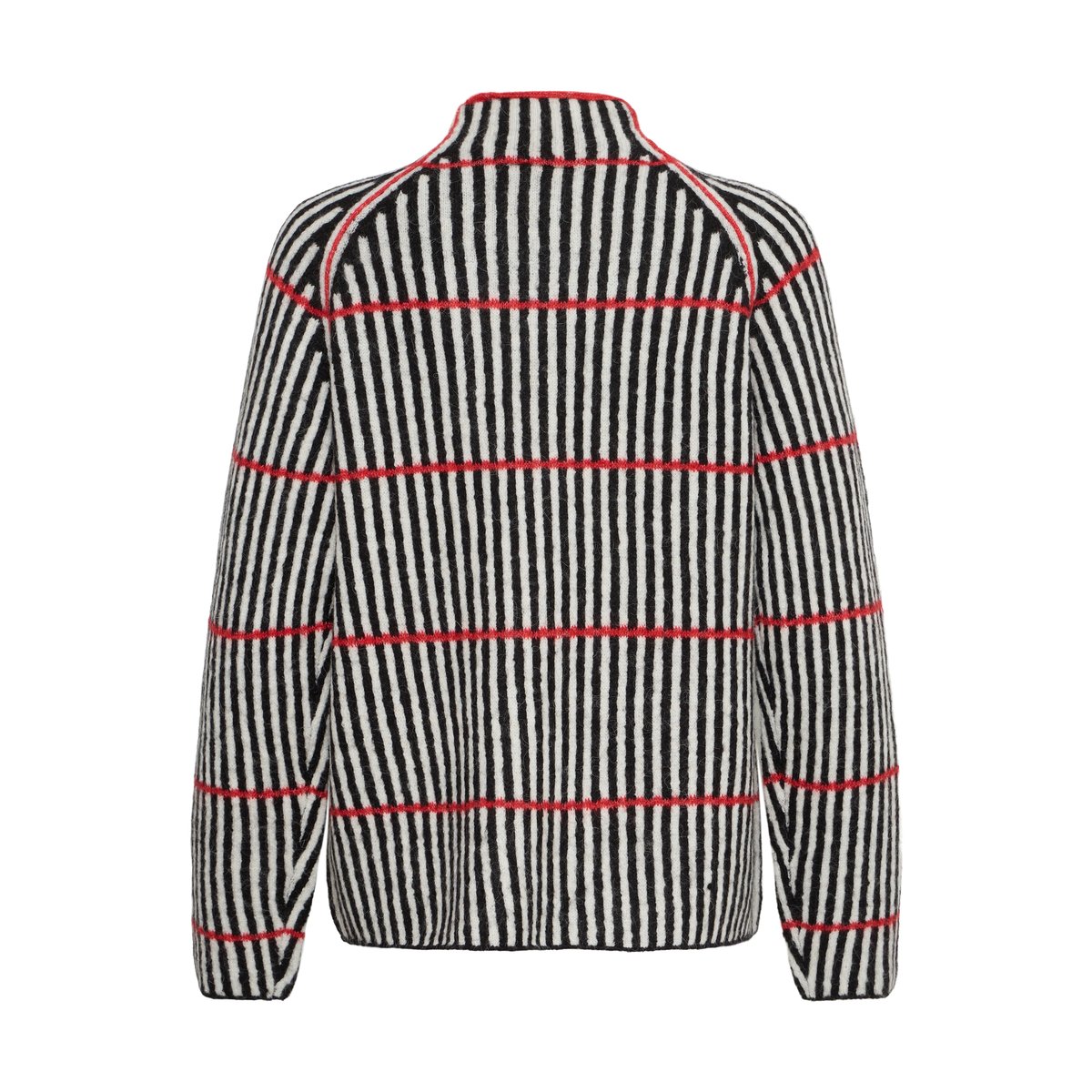 Á manches longues noir blanc rouge black white salsa stripe, ICHI