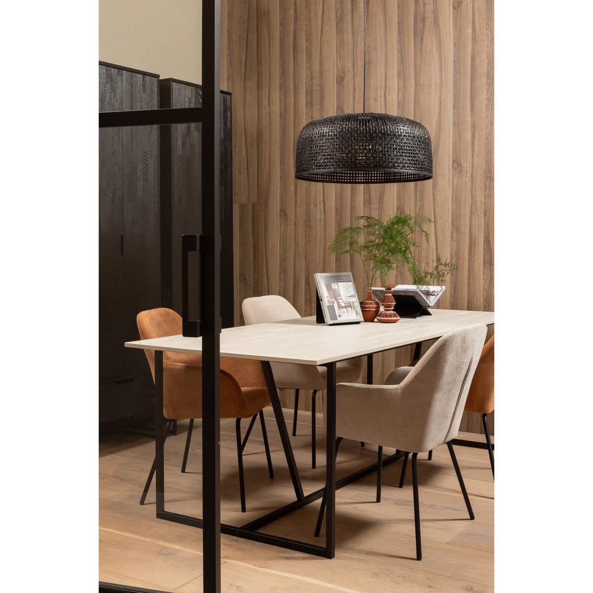 Table à manger en frêne 6 personnes SILAS beige, WOOOD