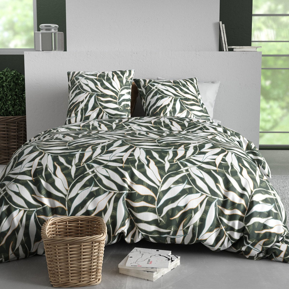 Paure coton imprimée couette et 2 taies, FILVERde multicolore, ATELIER DU COTON