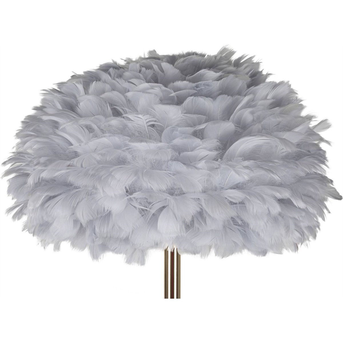 Lampadaire plume abat-jour vaporeux socle en fer blanc et doré, RECOLLECTION