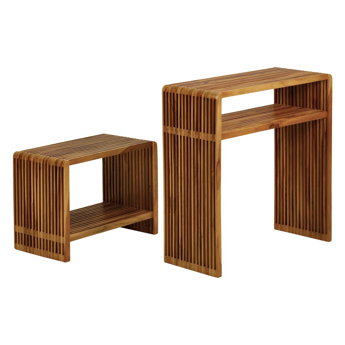 Consoles gigognes teck recyclé 74cm - Set de 2 naturel, ZAGO