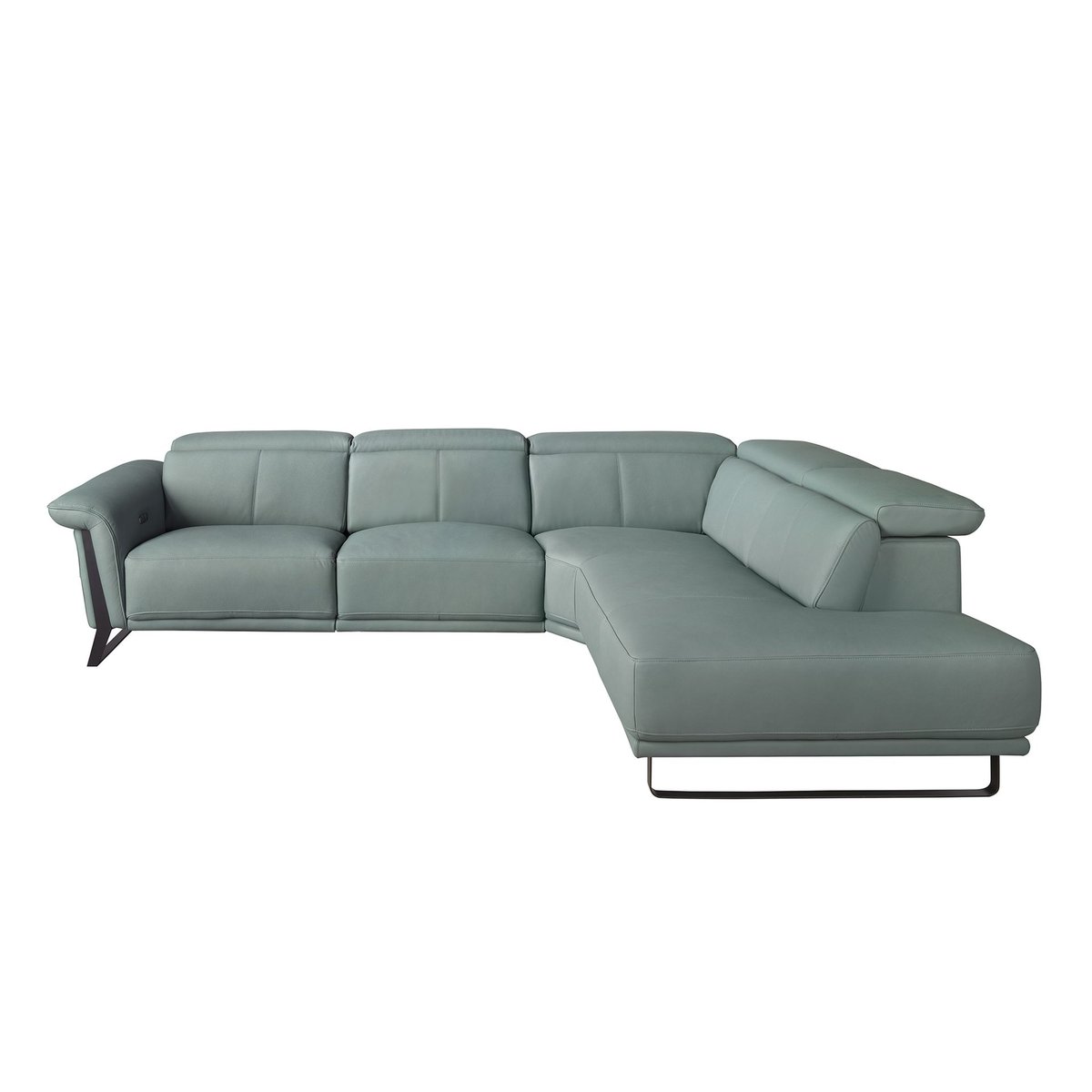 Canapé d'angle relax droite en cuir vert turquoise | noir, ANGEL CERDA