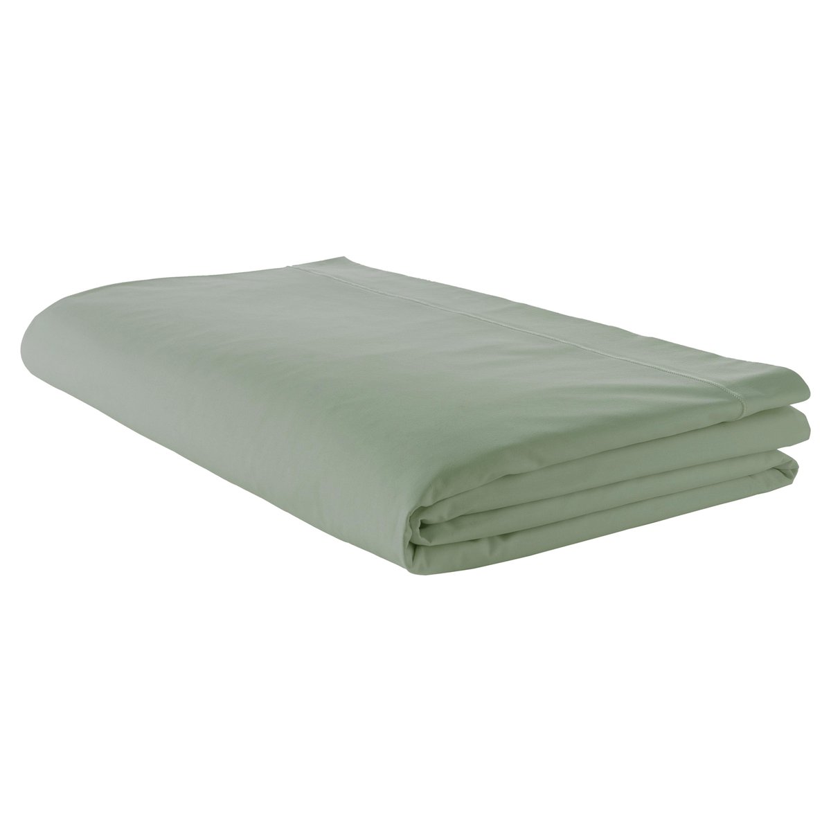 Drap plat piqué uni en percale de coton vert olive, TRADILINGE