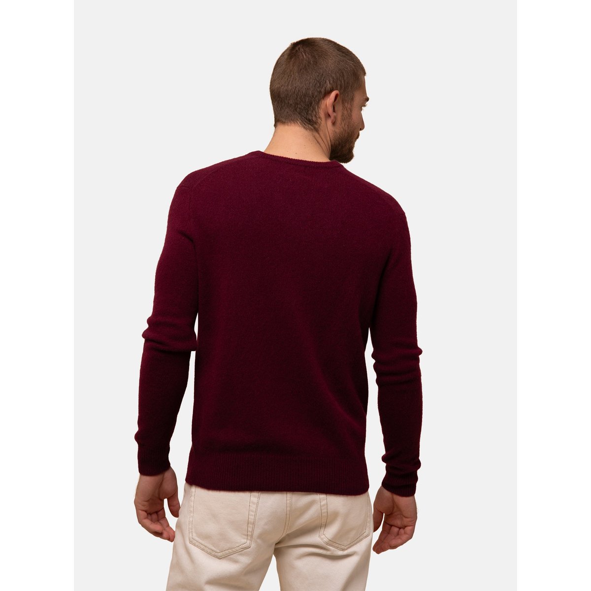 Pull col v pur cachemire NATHAN bordeaux, JUST CASHMERE