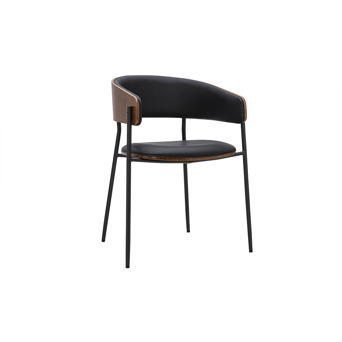 Chaise design noire et bois foncé noyer DANTE noir, MILIBOO