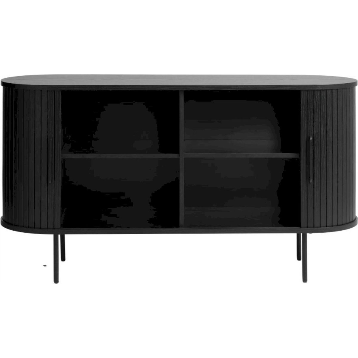 Buffet cannelé en bois collection GATIVEL noir mat, RECOLLECTION