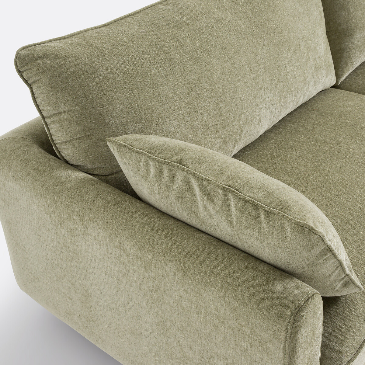 Canapé droit 2, 3, 4 ou 5 places, en polyester chiné, EMILIO vert eucalyptus, LA REDOUTE INTERIEURS