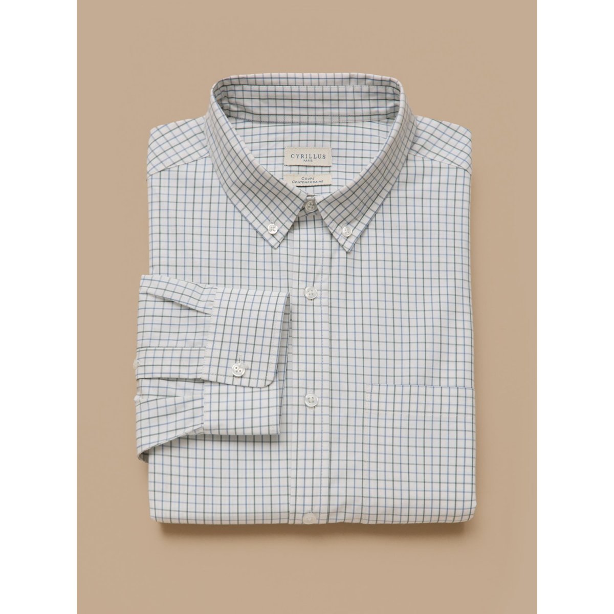Chemise carreaux Tattersall - coupe contemporaine tattersall bleu/vert, CYRILLUS