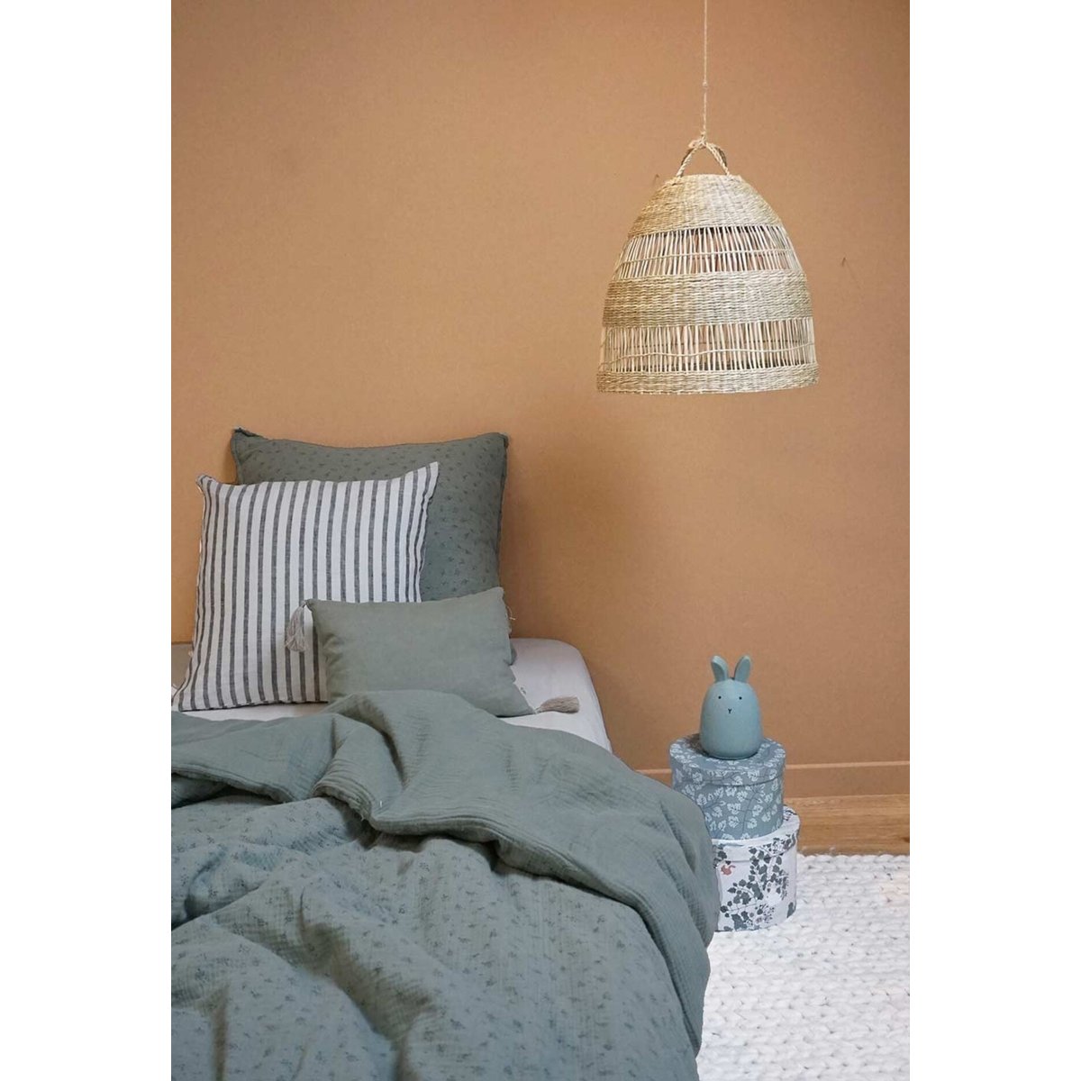 Parure de lit en gaze de coton biologique, Green & Kids vert etincelle eucalyptus, GABRIELLE PARIS