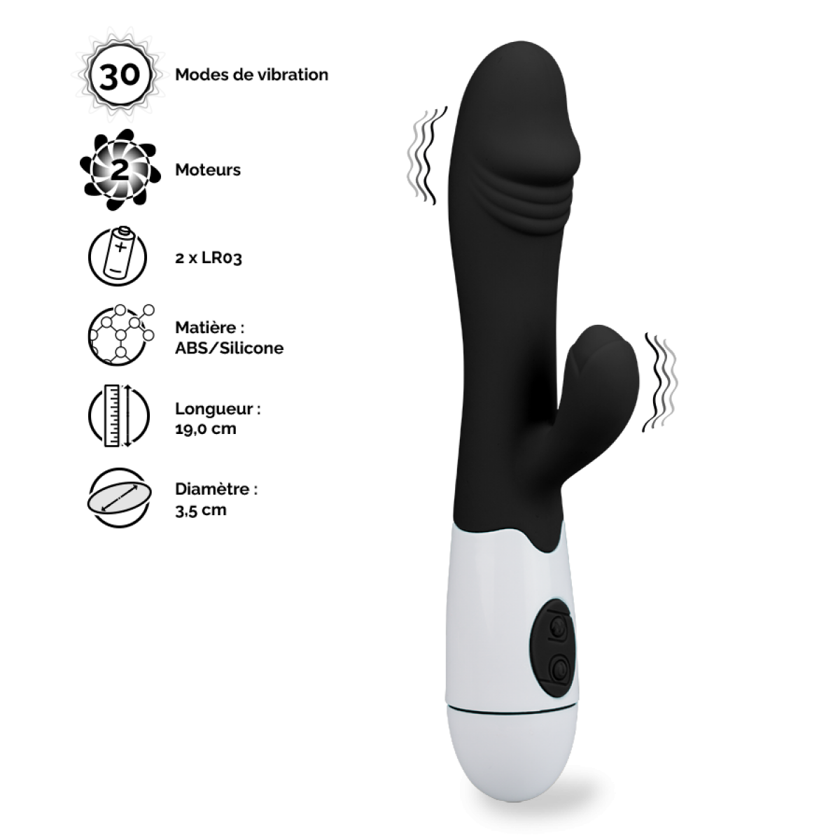 Vibromasseur puissant rabbit Bloom noir, LOVE AND VIBES