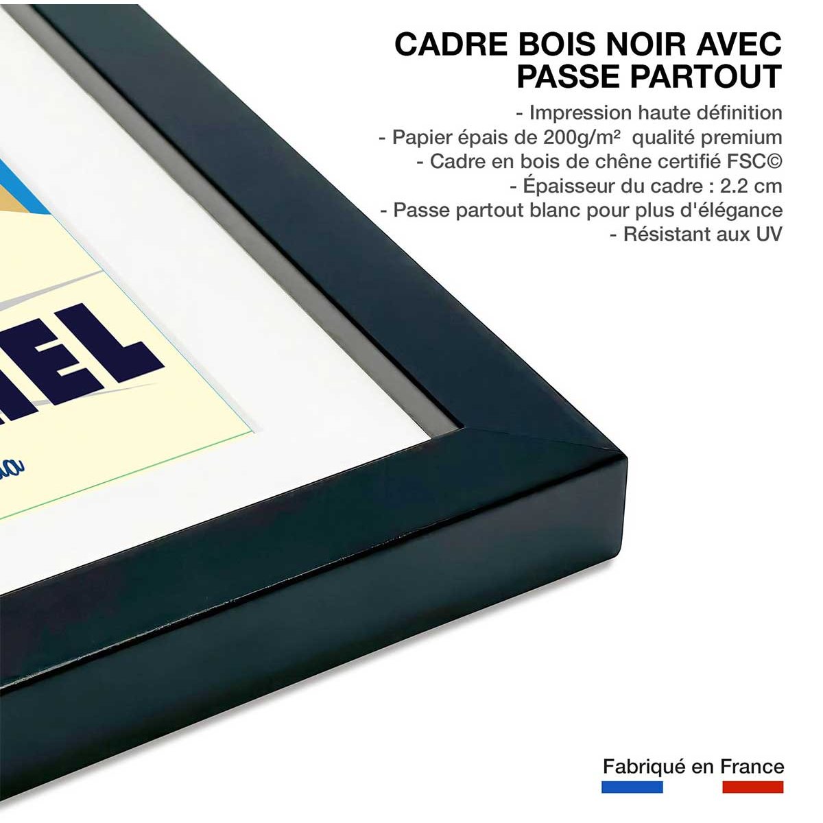 Poster de bisous de kitzbuhl affiche + cadre en bois - noir, HEXOA