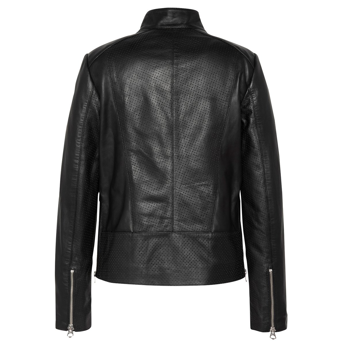 Blouson ajouré, cuir dagneau noir, SCHOTT