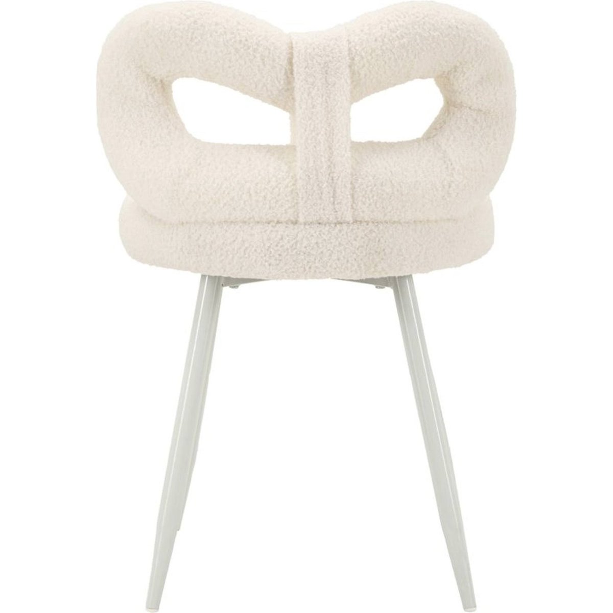 Mini chaise bouclette dossier enveloppant pieds blanc, RECOLLECTION