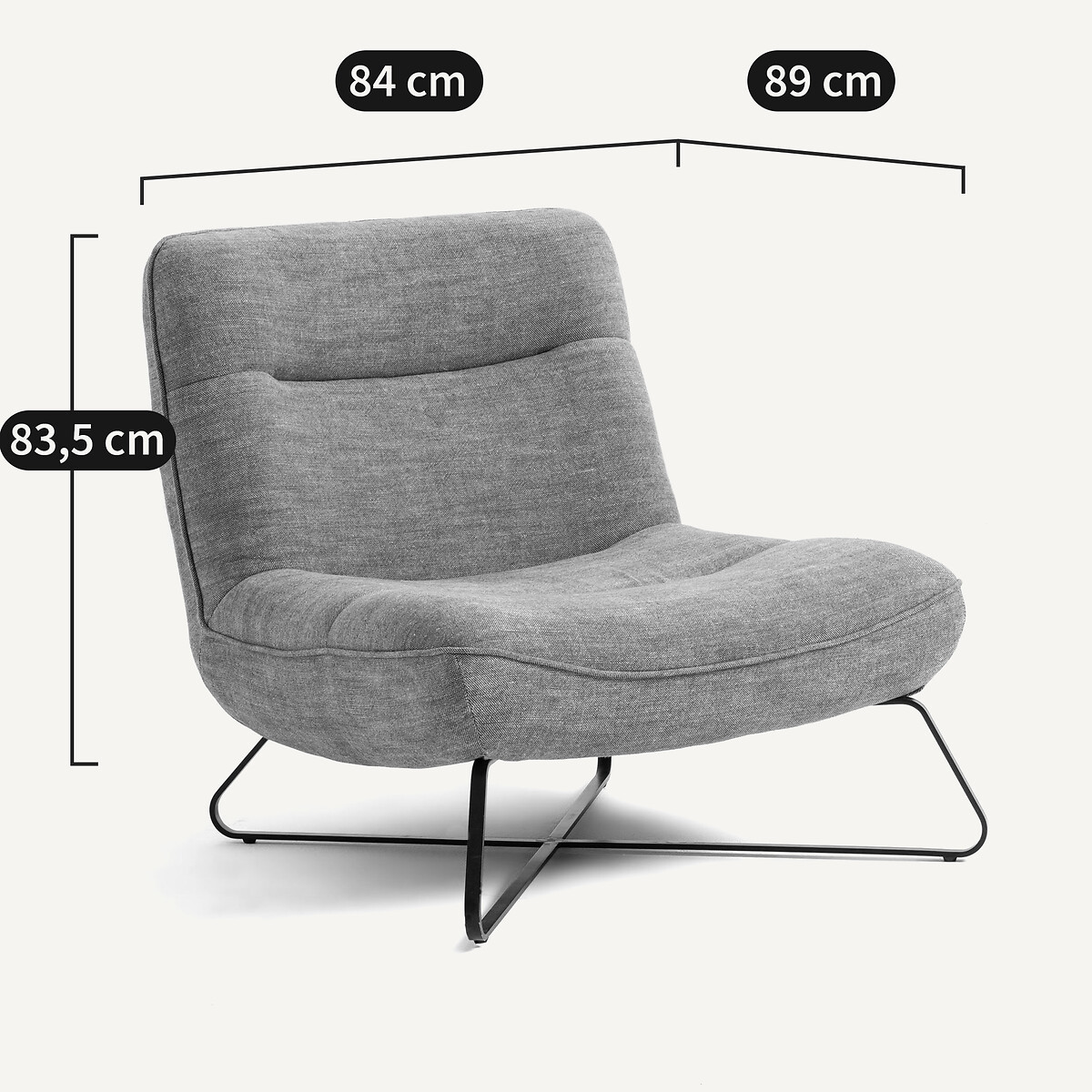 Fauteuil toile en lin, Helma gris, AM.PM