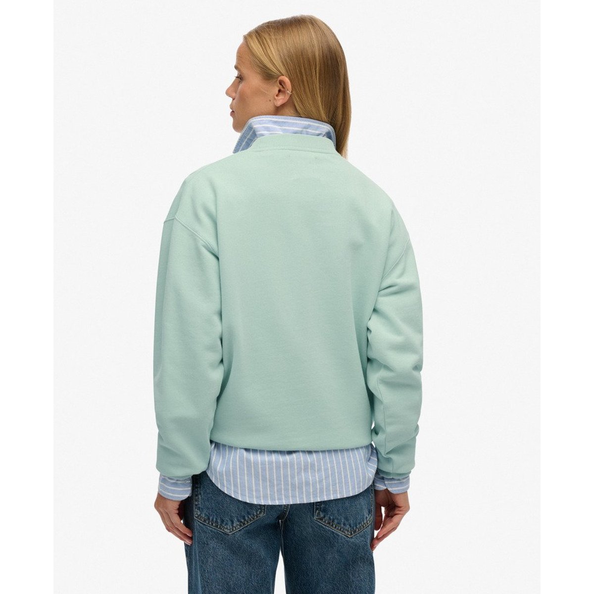 Pull ample à col ras-du-cou fluo Vintage Logo gris port, SUPERDRY