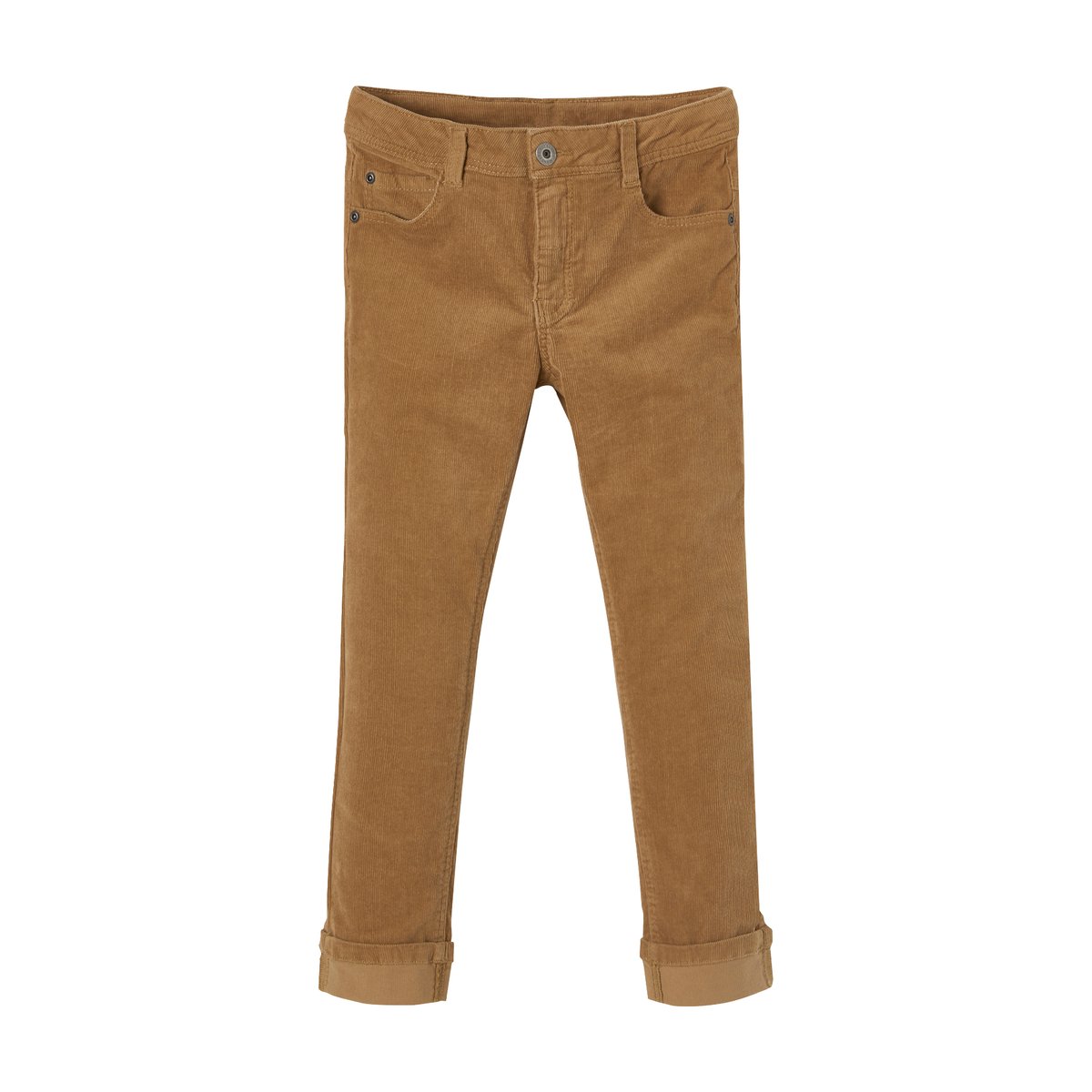 Pantalon slim velours camel, VERTBAUDET