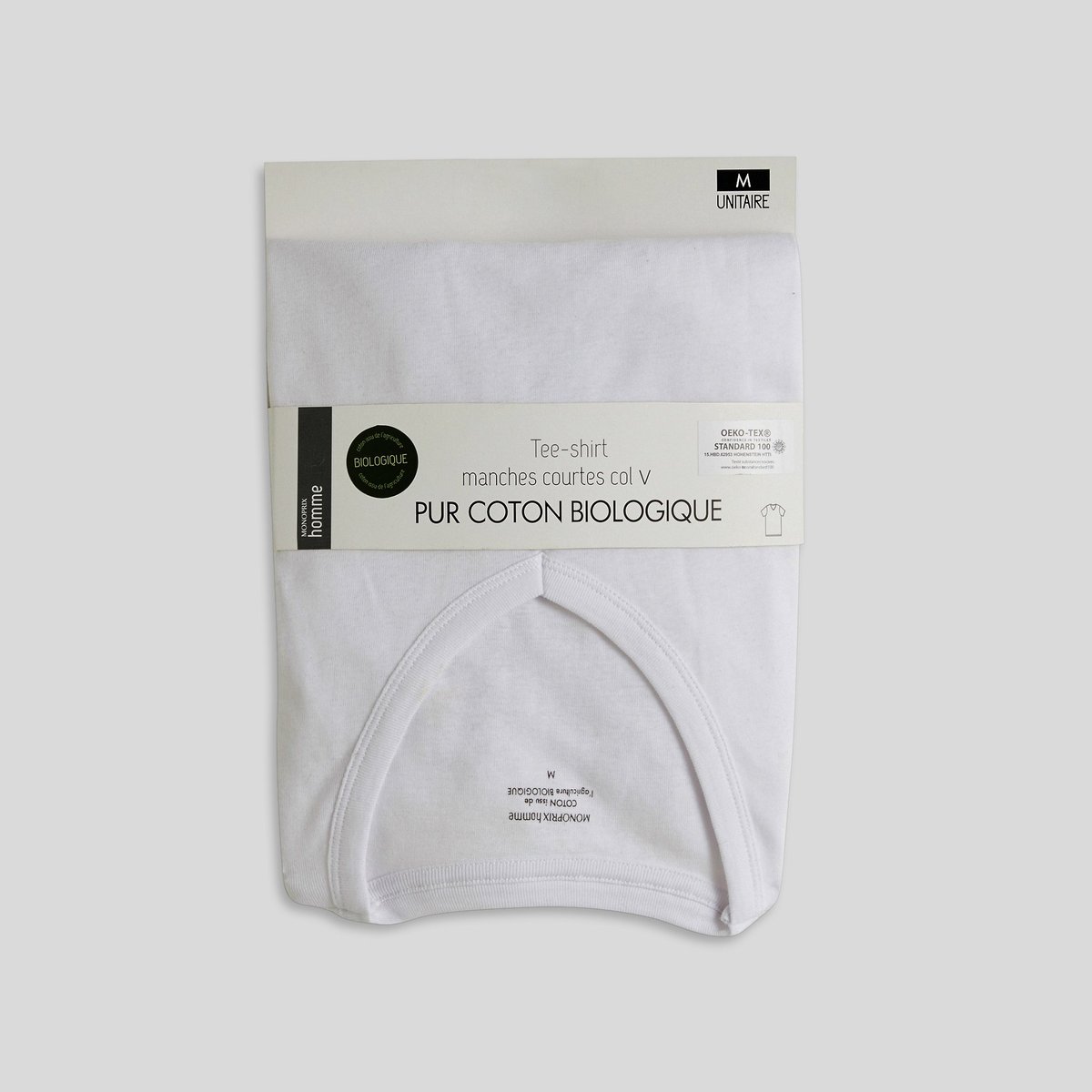 T-shirt col V blanc, MONOPRIX