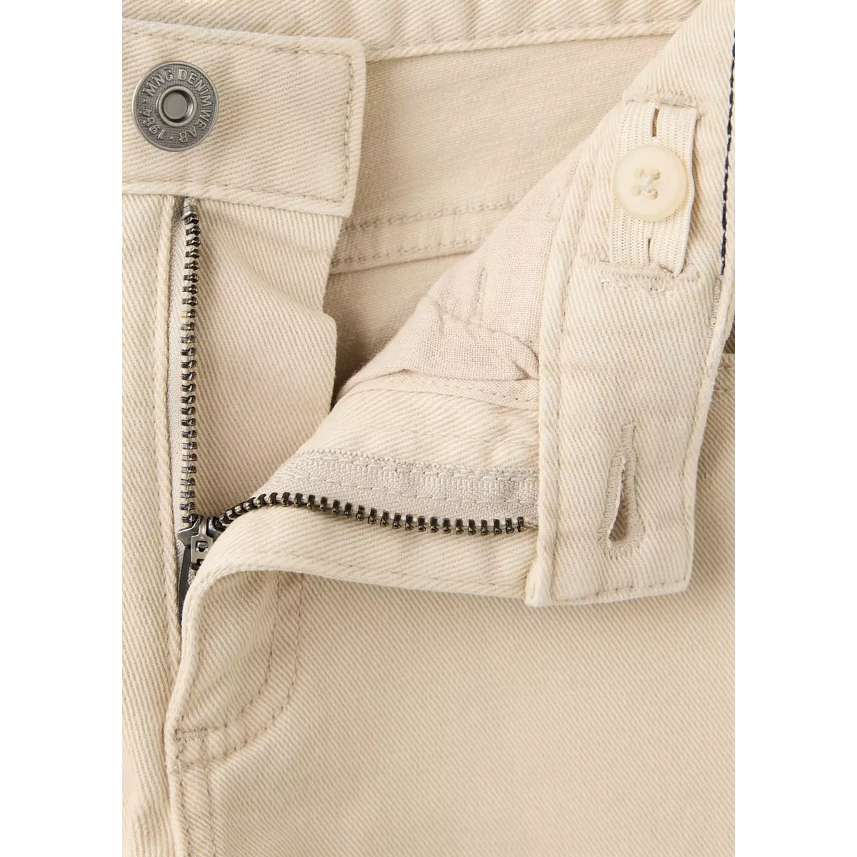 Jean en coton avec ourlet retroussé beige, MANGO KIDS