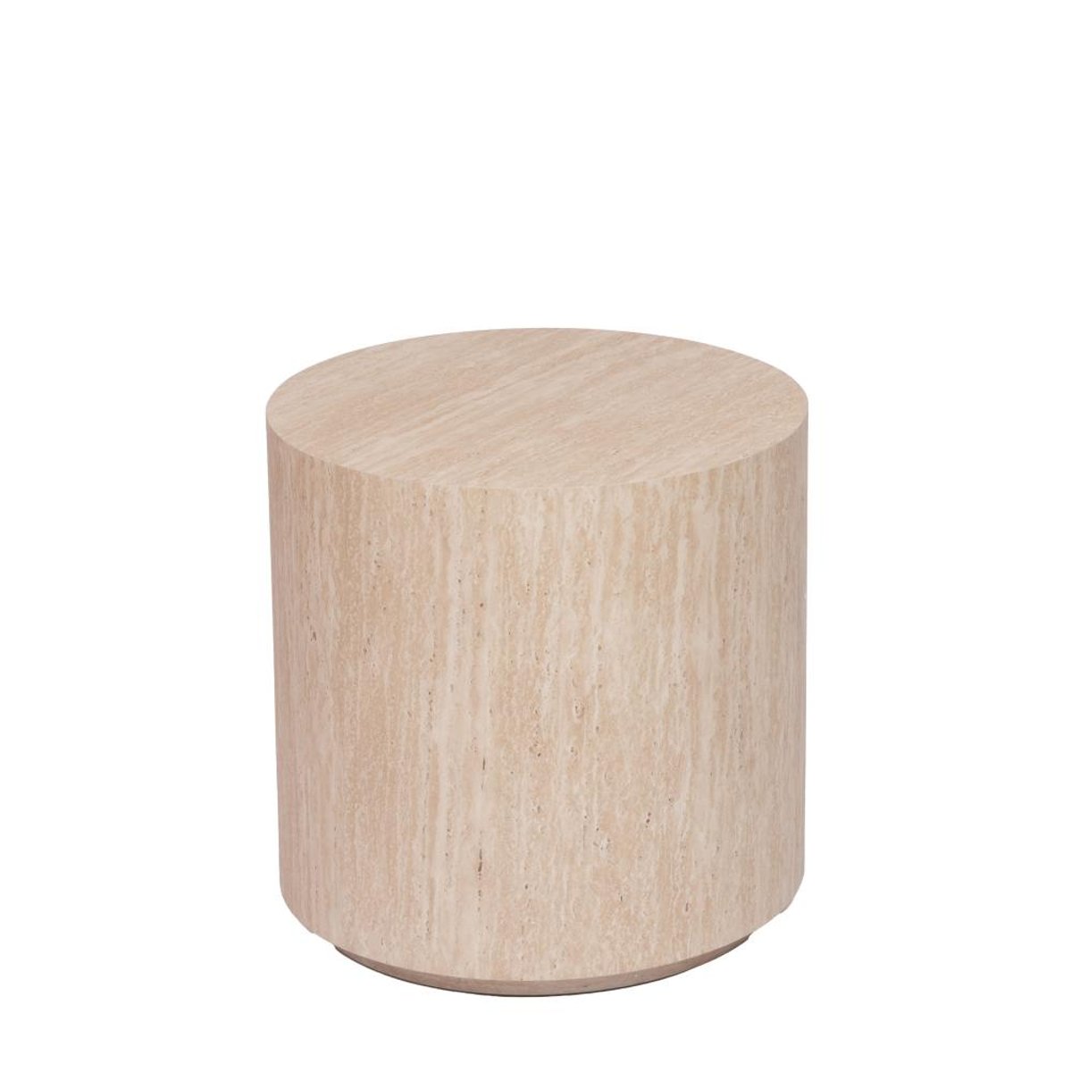 Bout de canapé rond effet travertin Ø45 cm Rod crème / ivoire, AMADEUS